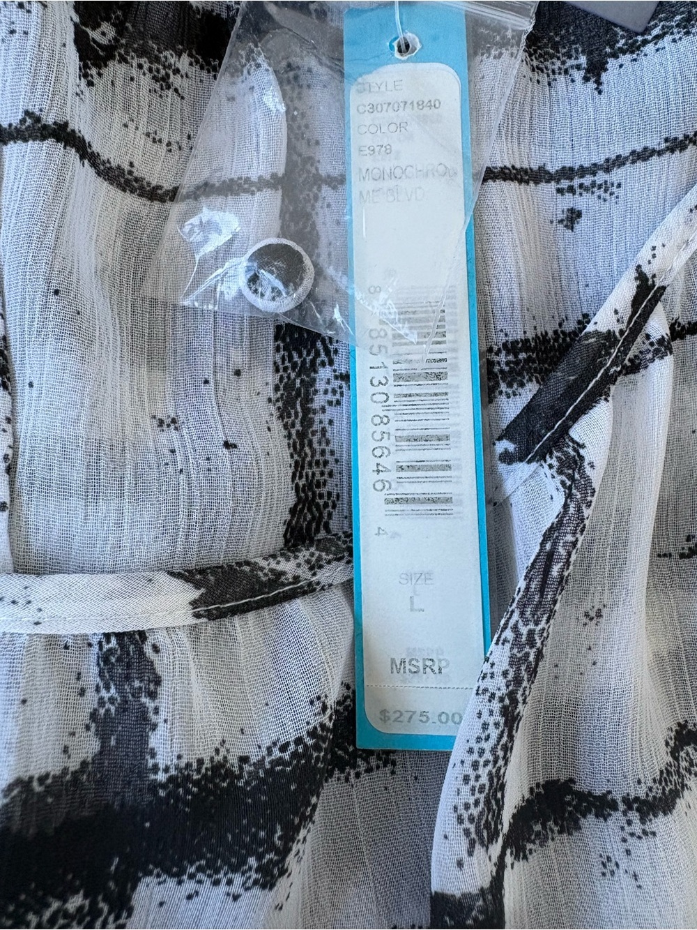 NWT gorgeous Alice + Olivia $275 sheer blouse w/black cami sz L - Picture 7 of 7